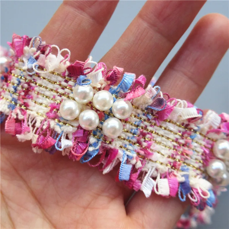 1 ярд 3 см винтажная нейлоновая Золотая жемчужная вышитая бисером кружевная