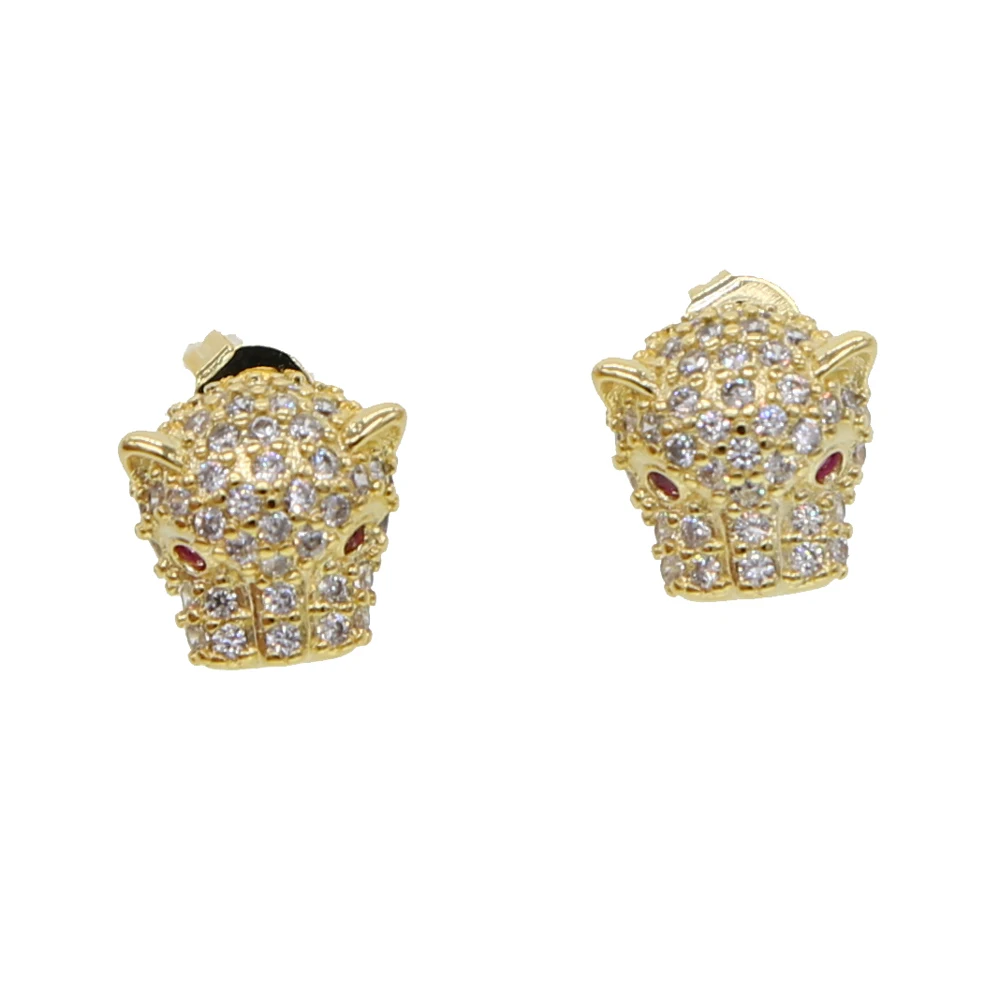 Новые серьги-гвоздики с леопардовой головкой для женщин и мужчин прозрачные CZ