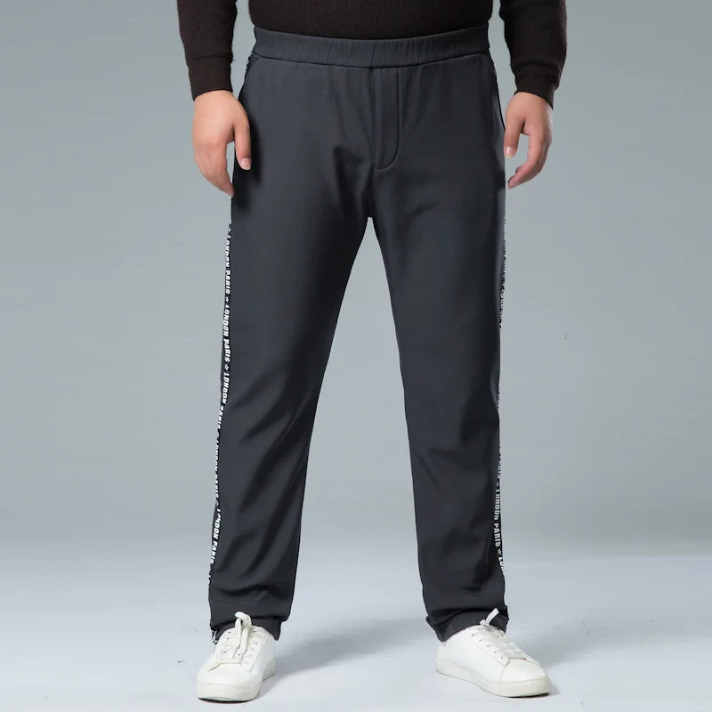 6XL 5XL Men Fleece Thick Pants Outside Winter Velvet Warm Thermal Mens Wool Sweatpants Heavyweight Zipper Trousers male joggers - Цвет: gray