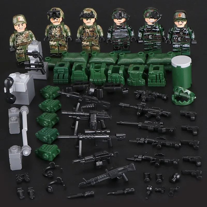 Military Building Blocks Set German Soviet Army WW2 Soldier Weapon Special Force CS SWAT Team Guns Toy Figures Accesories Bricks