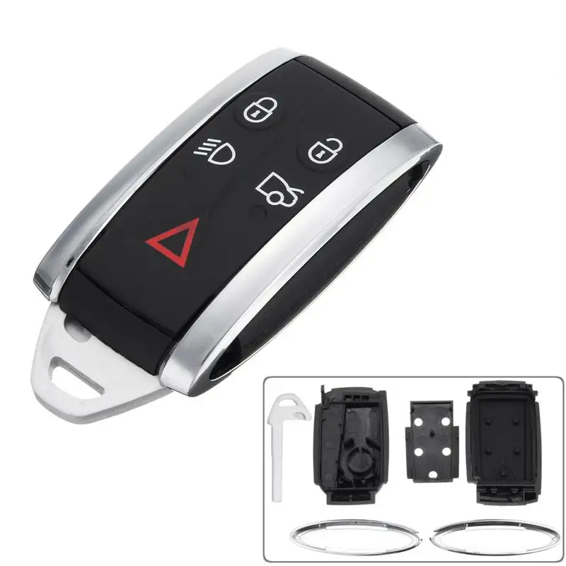5 кнопок автомобиля дистанционного Smart Keyless Fob чехол оболочка ж/неразрезанный ключ лезвие для Jaguar XF XK XKR X-type S-type 2007 2008 2010 2011 2009