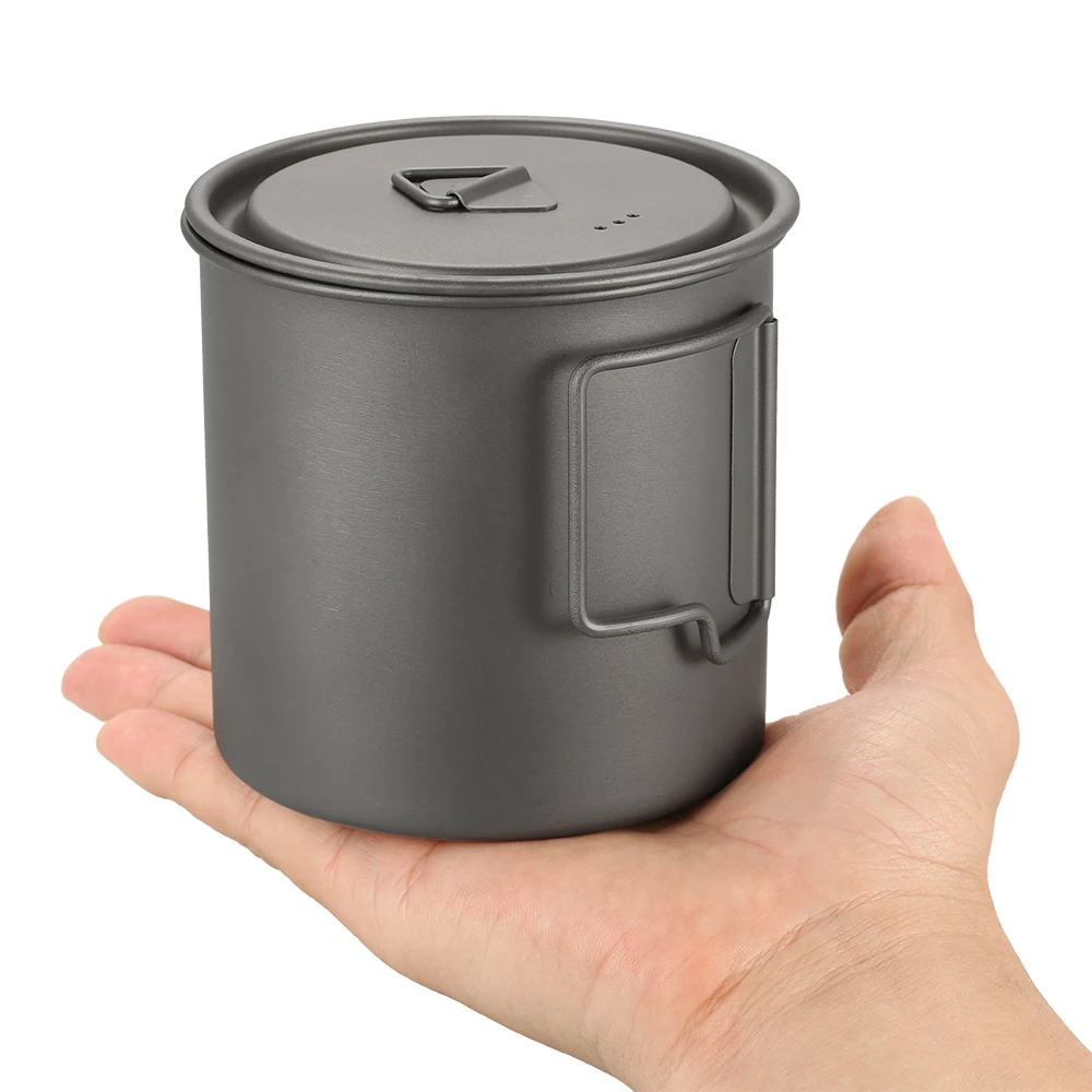 Lixada Titanium Cup Mug Pots Portable Cup Mug Outdoor Camping Picnic Water Cup Tableware Coffee Tea Pot 300/350/420/550/650/750