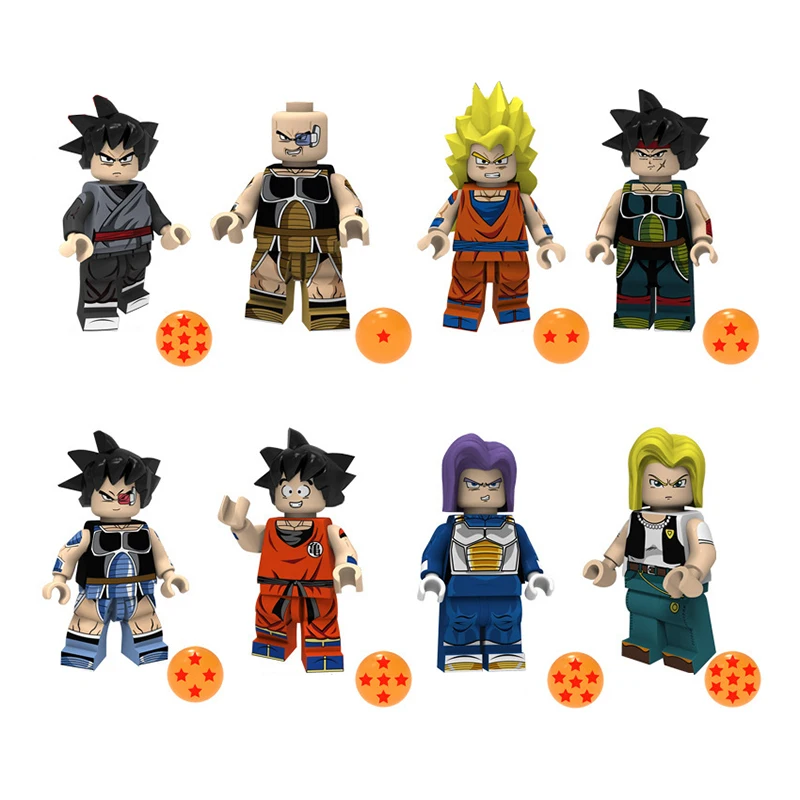 8 шт./лот Dragon Ball Z Black Goku Naba Sun Wukong Badak Dales фигурки строительные блоки Подарочная игрушка Бренд Минифигурка