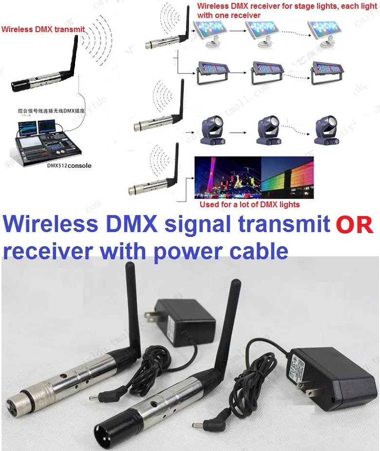 2 4G ISM DMX512 беспроводной гнездовой мужской 3 контактный приемник передачи XLR