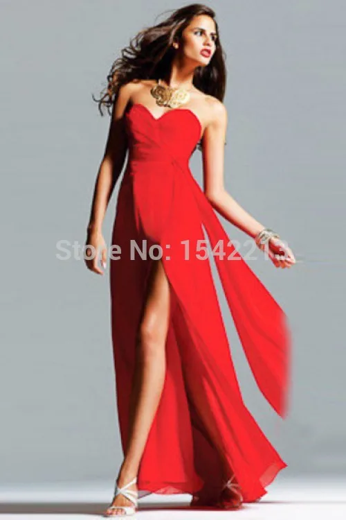 Simple Sweetheart Deisgner Dress Formal Red Long Evening Dresses Sexy High Silt Prom Gowns Speical Occasion 2015 | Свадьбы и