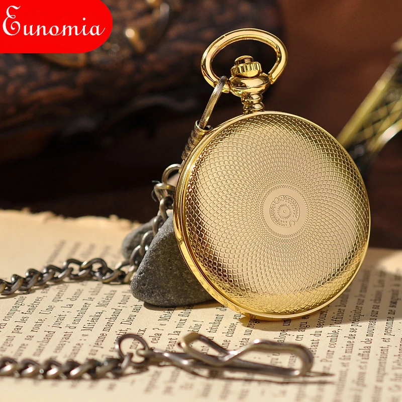 Механические карманные часы золотого цвета с цепочкой и Модные Винтажные в стиле