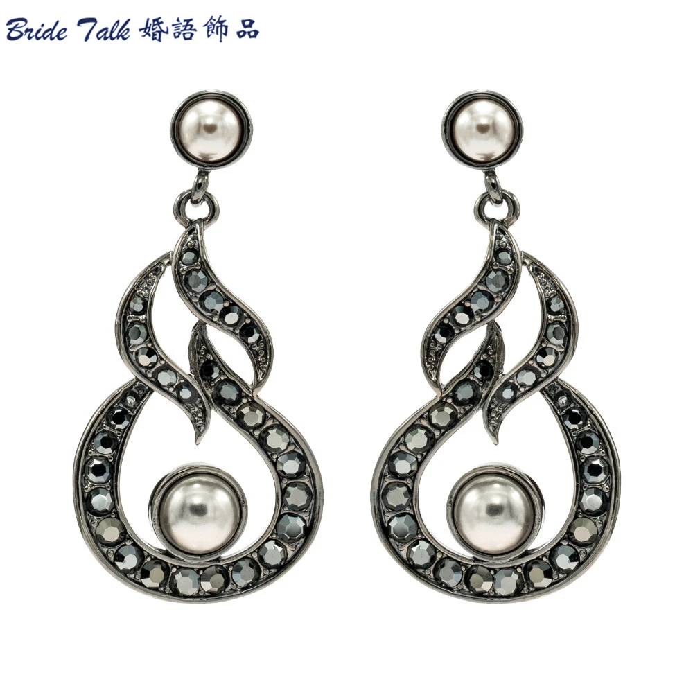 Женские свадебные серьги с подвесками Vogue жемчужные и австрийскими кристаллами