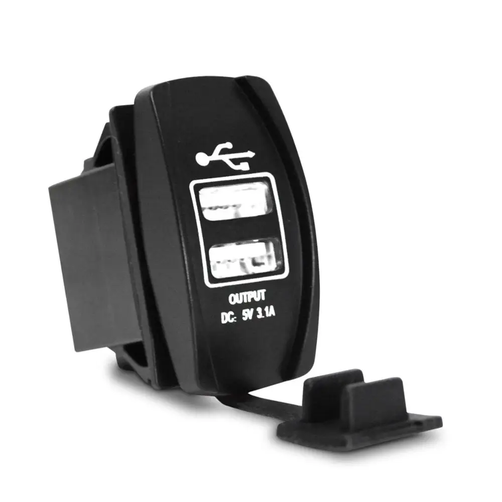 Doxingye Водонепроницаемый светодиодный 12 V-24 V 3.1A Dual USB Питание автомобиля Зарядка порт розетка для мотоциклов и автомобилей - Название цвета: Белый