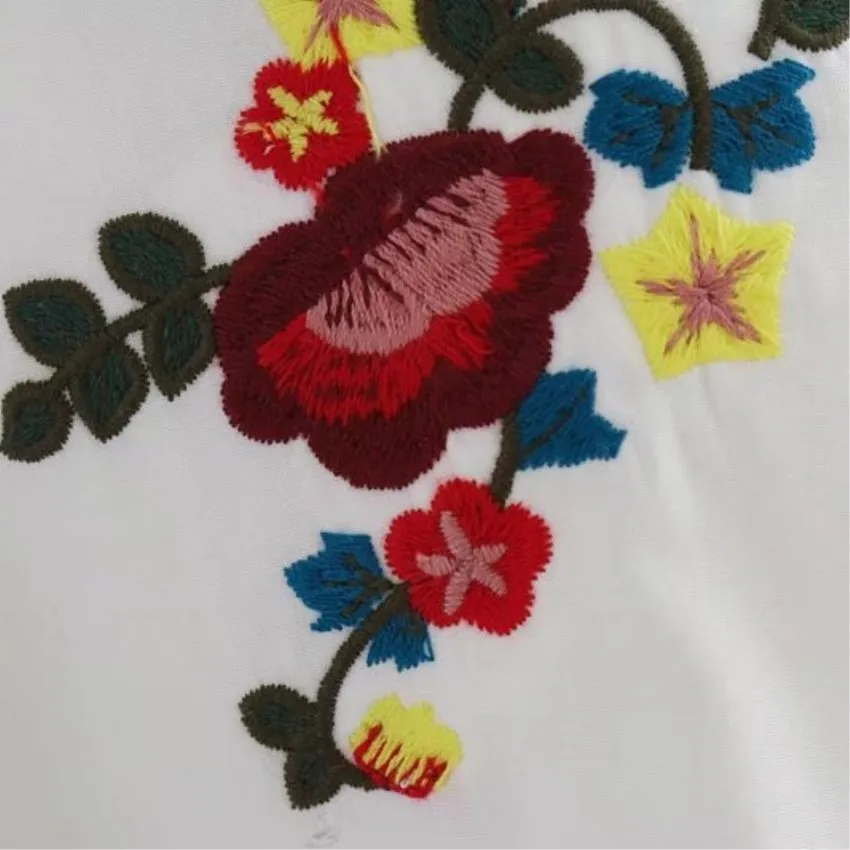 Women White Shirt Embroidery Blouse Long Sleeve Turn-down Collar Tops Chemise femme | Женская одежда