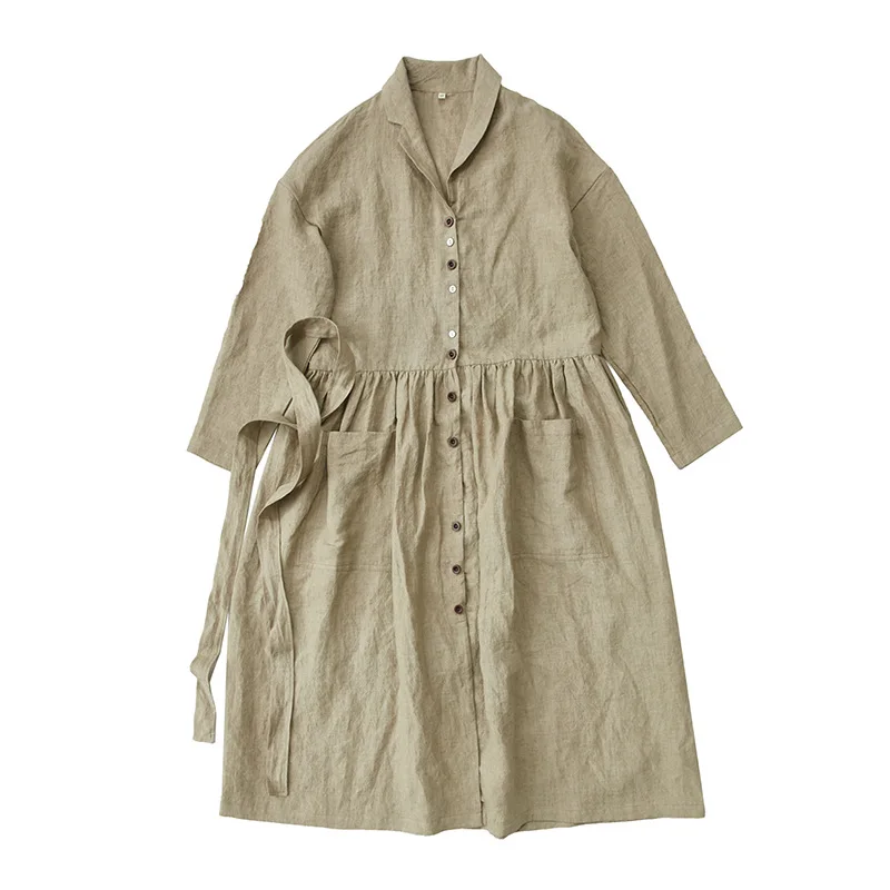 Женское однобортное платье в стиле ретро свободное весеннее с отложным