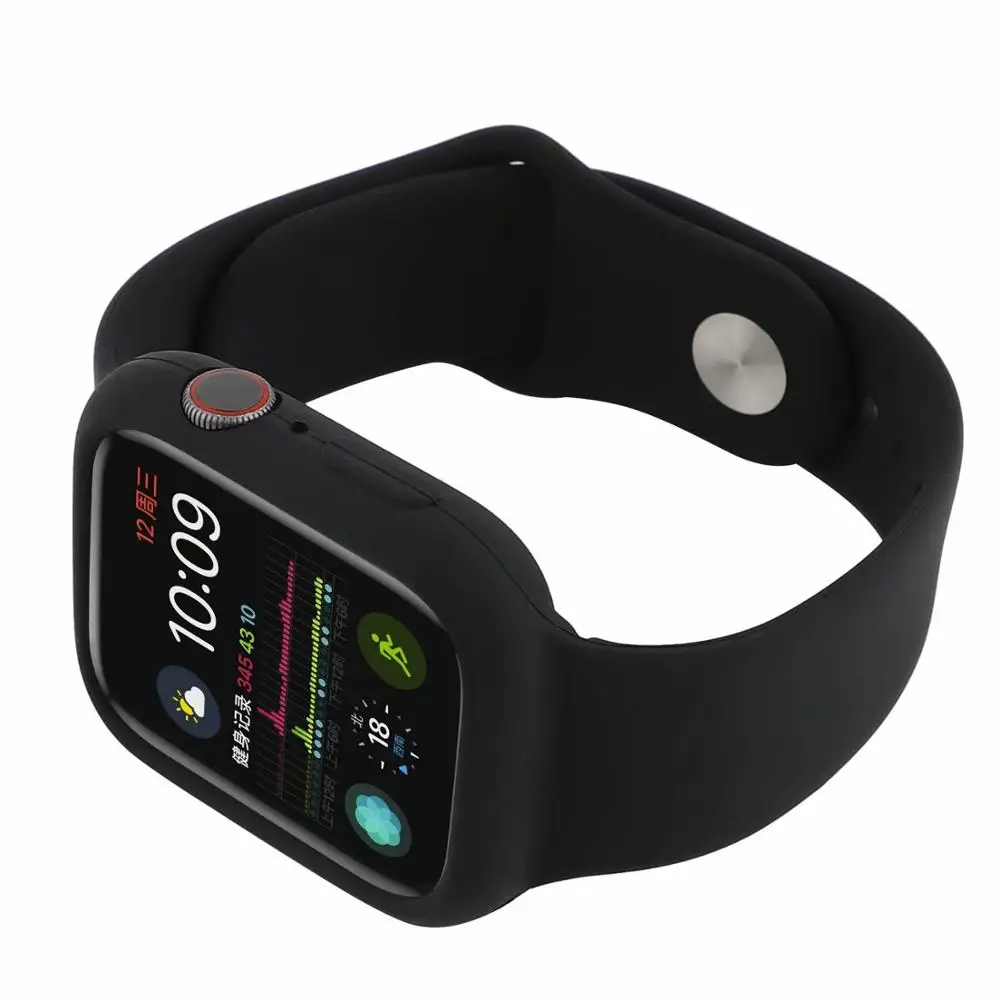 Black Силиконовый браслет ремешок и ударопрочный чехол для apple watch 4 44/40 мм спортивный ремешок защитный бампер для наручных часов iwatch серии, версия 1, 2, 3, ремешок 42/38 мм - Цвет ремешка: Black
