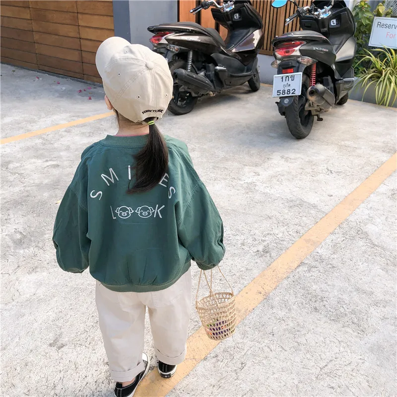 Весна 2019 Новое поступление хлопковое пальто в Корейском стиле с вышитыми буквами