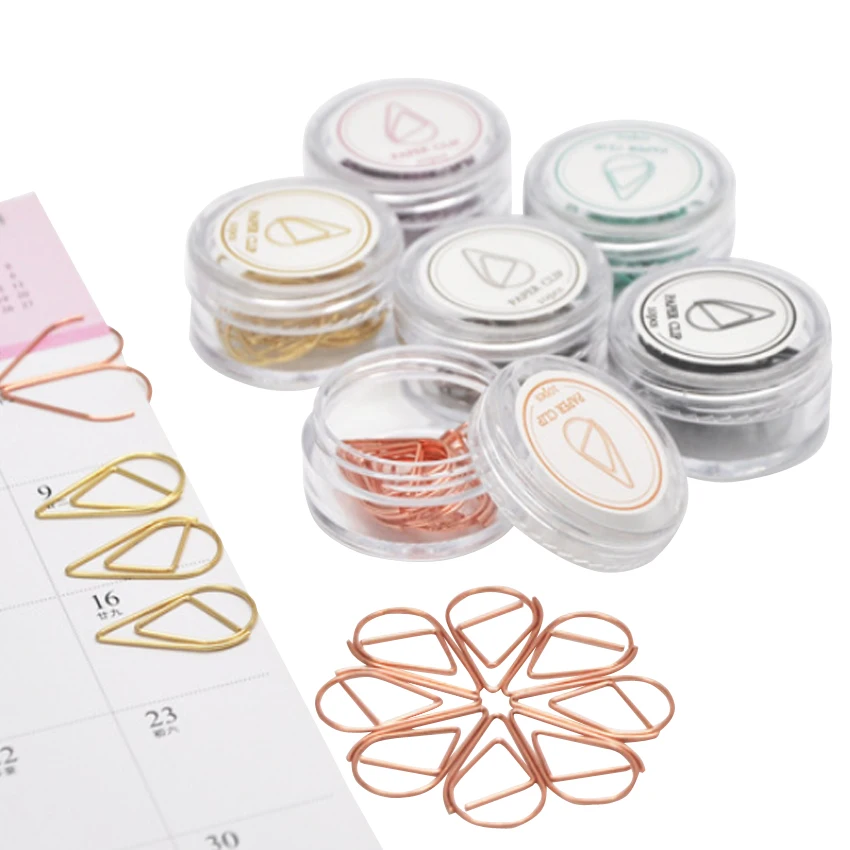 

20packs/lot Lovely Simple Water Drop Shape Metal Bookmark Mini Paper Clip Book Markers School Office Supply Wholesale