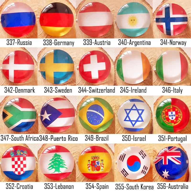 [InFour +] Новый 25 Countrys Флаг Стиль Мода значок Стекло Брошь для женщин/человек