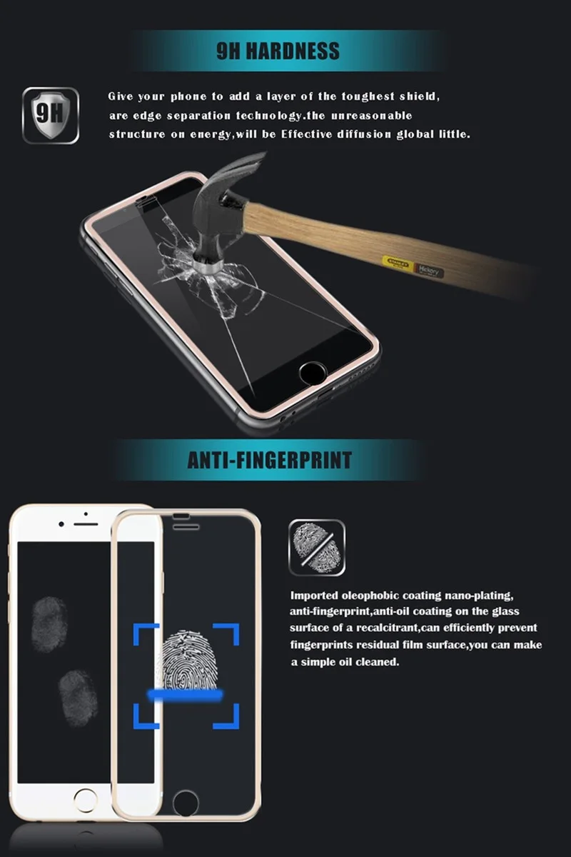 UPaitou Защита экрана для iPhone 7 6 6S Plus 6Plus закаленное стекло полное покрытие 3D закругленные края титановая защитная пленка покрытие