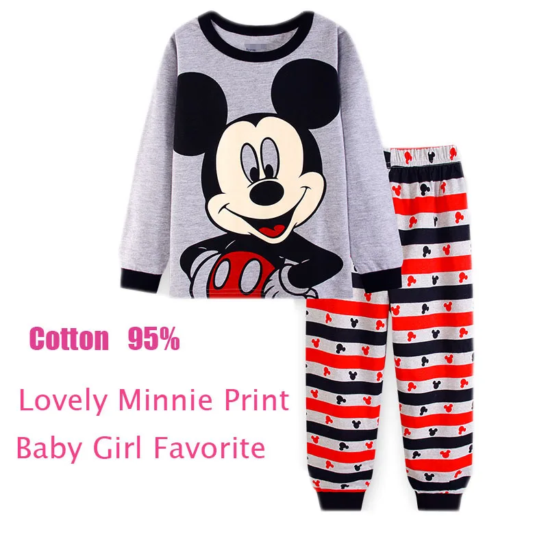 Детский пижамный комплект пижама Минни для маленьких девочек из 100% хлопка 2