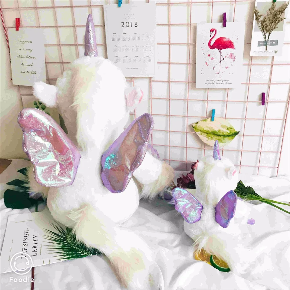 

35/80cm Kawaii Wings Unicorn Plush Toy Children Baby Lovely Animal Unicorn Pillow Dolls Stuffed Toys Home Decor Girl's Kid Gifts