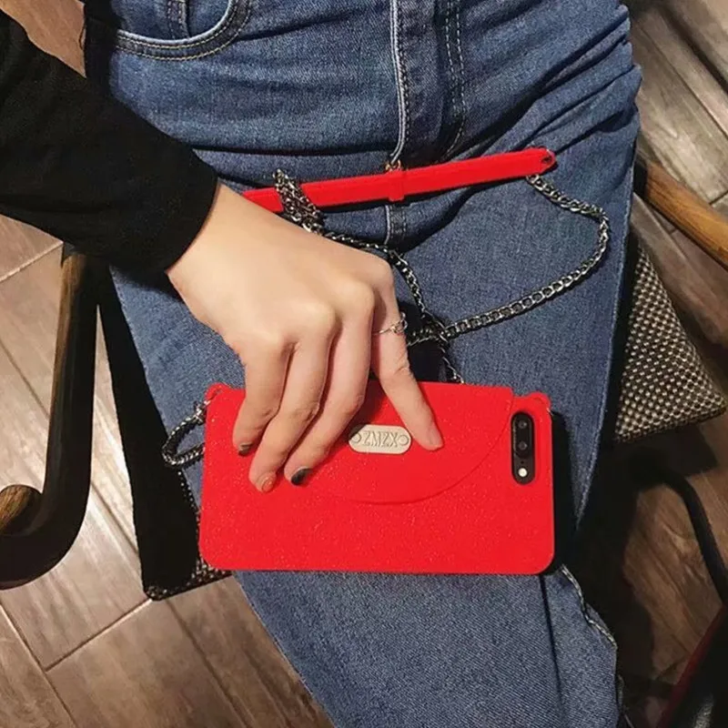 FTAIDKJ Роскошный кошелек карты мягкий силиконовый Шолдер Сумка для iPhone X XS Max XR XS 10 7 6 6S 8 Plus женская сумочка кошелек с цепочкой