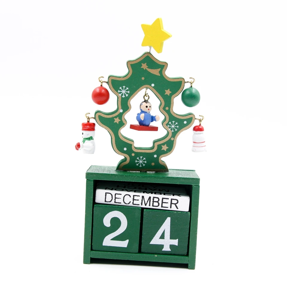 1pcs Creative Calendar Christmas Desktop Gifts Toy Decorations Wood Material Ornaments Deer Snowman Santa Claus Advent Calendars | Дом и сад