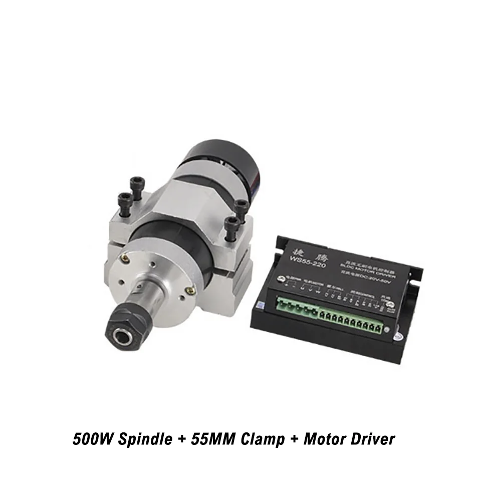 Spindle Kit 3 500 Вт бесщеточный электродвигатель вращения шпинделя с воздушным охлаждением ER11 55 мм кронштейн постоянного тока 48 в фрезерный станок для фрезерного станка с ЧПУ - Цвет: Spindle Kit 3