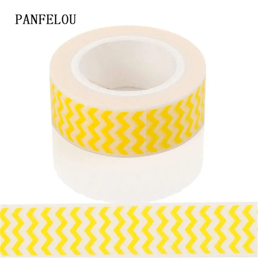 

Желтые разделительные наклейки PANFELOU 1,5 см x 10 м, клейкая лента с краями, бумажная Васи-лента, сделай сам, скрапбукинг, ручная учетная запись