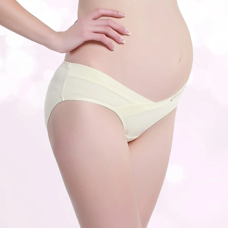 Ropa interior de maternidad para mujeres embarazadas, bragas de algod&oacute;n en forma de U de cintura baja, talla M-3XL, 3 unids/lote-1