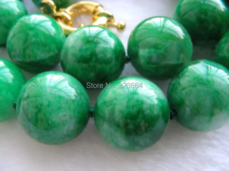 beautiful 18&quot Natural 16mm Round Green Jade Necklace | Украшения и аксессуары
