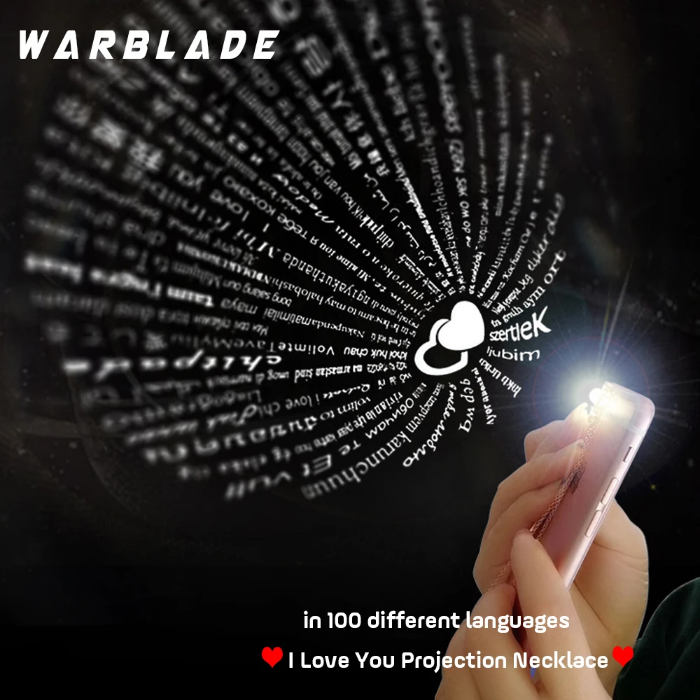 Ожерелье с подвеской проектором Я тебя люблю на 100 языках|Цепочки| |
