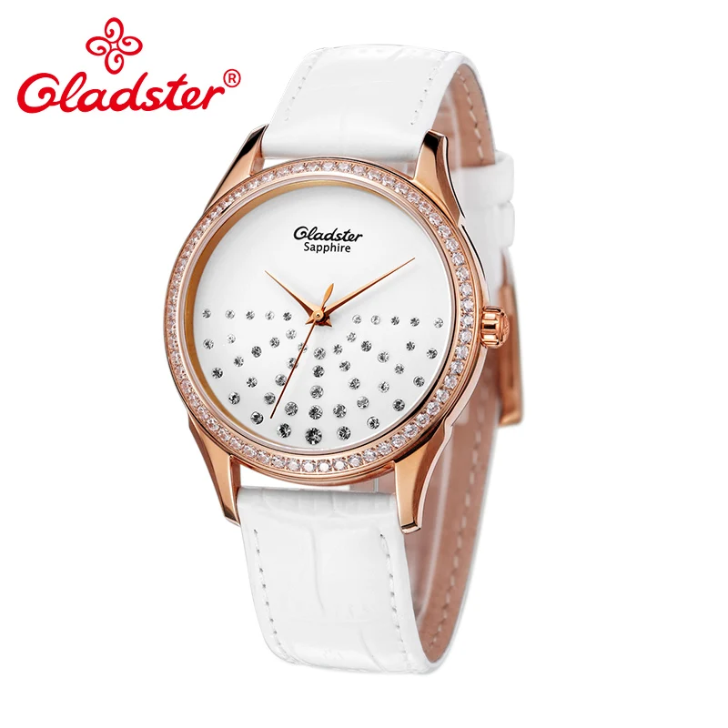 Роскошные Японские Женские кварцевые наручные часы Gladster с искусственным