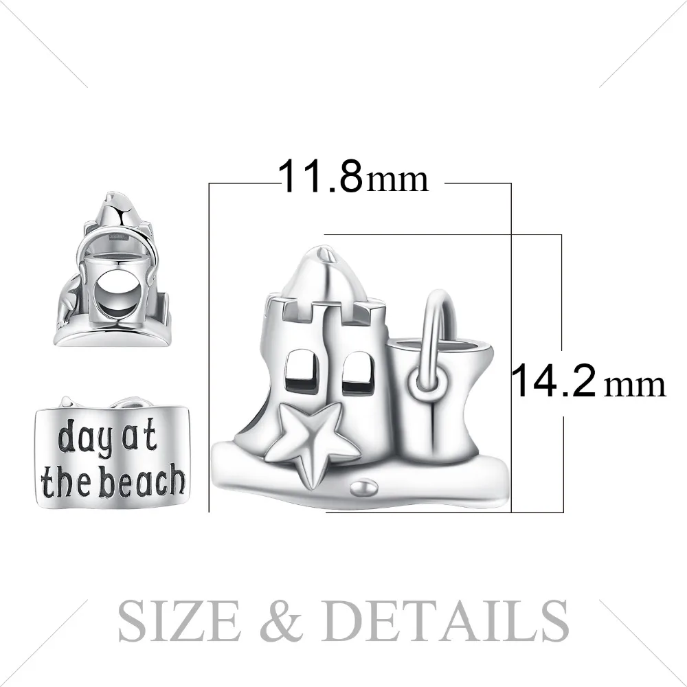 JewelryPalace 925 пробы серебро Пляж любовь замок из песка очарование бисером 2018 Новая