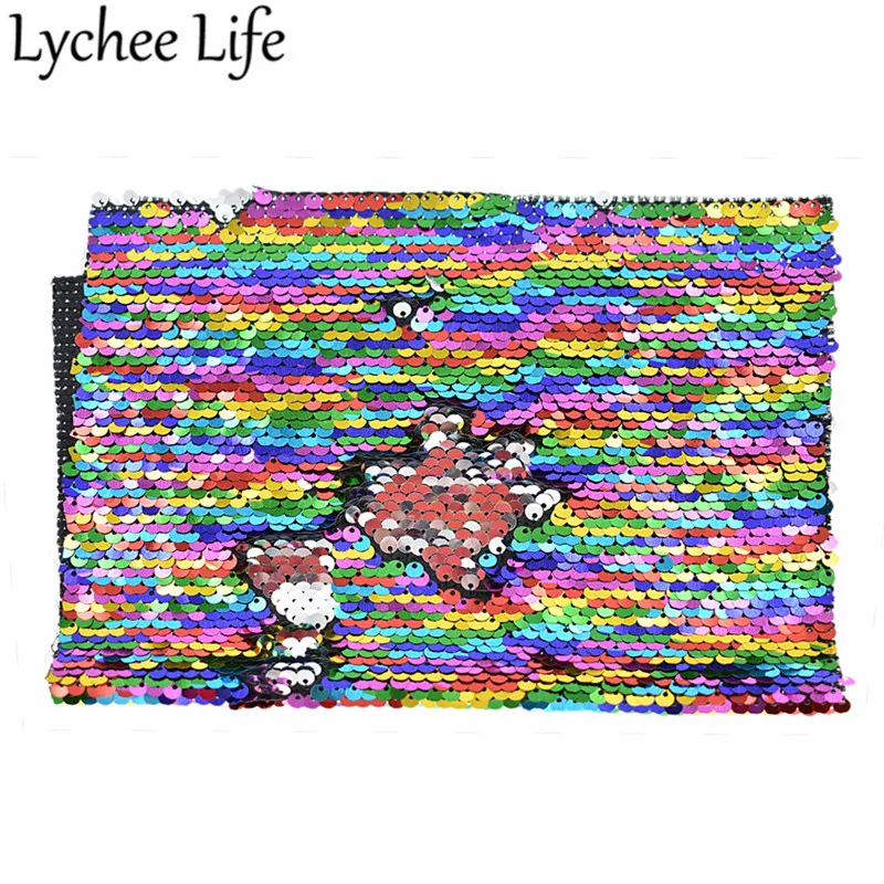 Lychee Life Радужная Двусторонняя блестящая ткань A4 29x21 см Полиэстер Атласная Ткань DIY Ручная работа швейная ткань принадлежности аксессуары