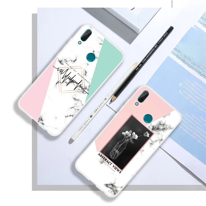 FLYKYLIN Marble Case For Huawei Y6 Y7 Pro 2019 Cases Y3 Y5 2017 Cover on Y9 Prime 2018 Cute Soft TPU Silicone Coque |