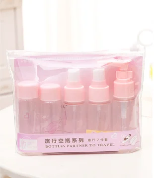 pink 7 шт./компл. Путешествия Мини косметики для макияжа косметический крем для лица горшок бутылки Пластик прозрачные Пустые Тени для век Макияж Контейнер - Цвет: pink