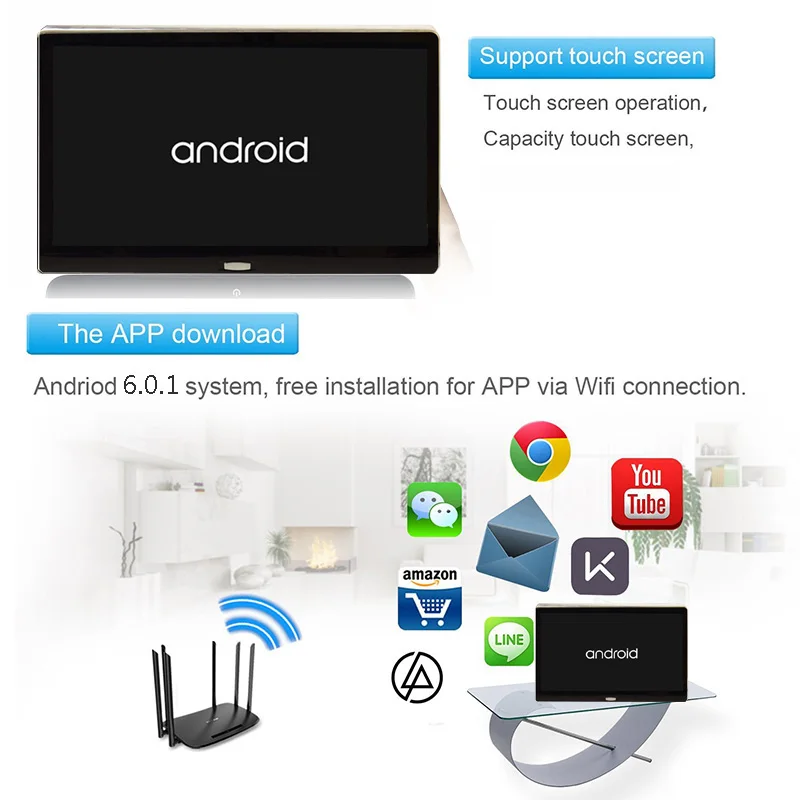 XST 11,6 дюймов Android 6,0 Автомобильный подголовник монитор HD 1080P видео ips сенсорный экран 3g/wifi/USB/SD/HDMI/IR/FM/Bluetooth/динамик