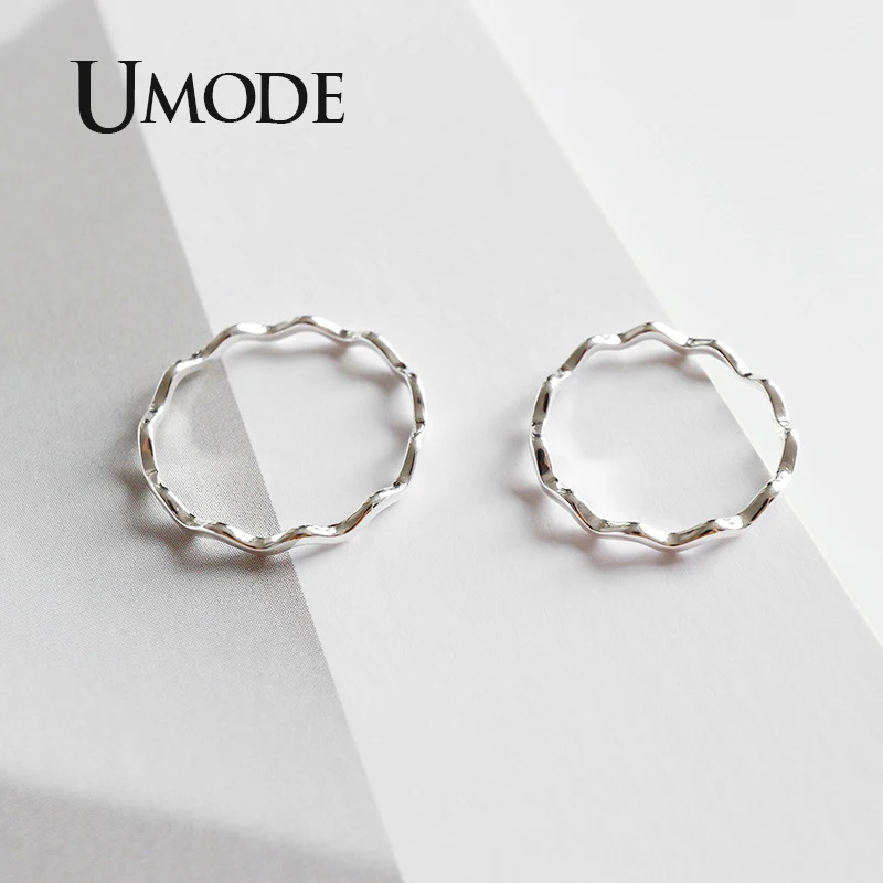 UMODE изгиб волна 925 пробы серебряные кольца наборы вечерние ювелирные изделия для женщин Простые модные корейские кольца аксессуары ULR0725