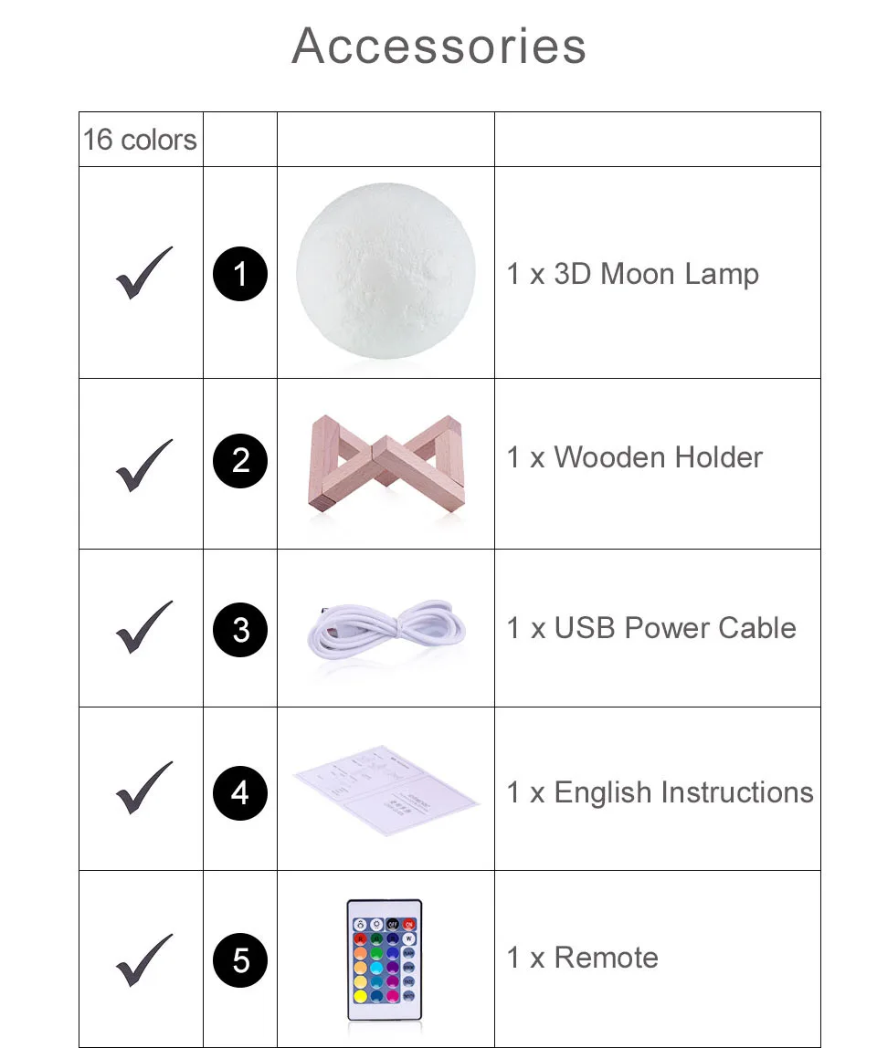 Rambery moon лампа 3d принт ночной Светильник USB Перезаряжаемый светильник s 16 цветов сменный светодиодный креативный лунный светильник в подарок