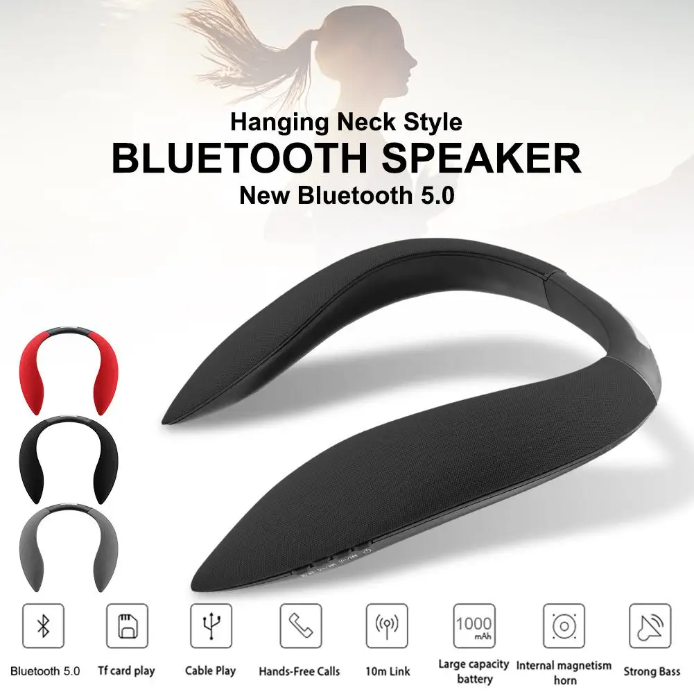 Висячие беспроводные наушники Bluetooth 5,0 многофункциональный спортивный bluetooth-динамик аудио радио Поддержка Micro SD TF карта