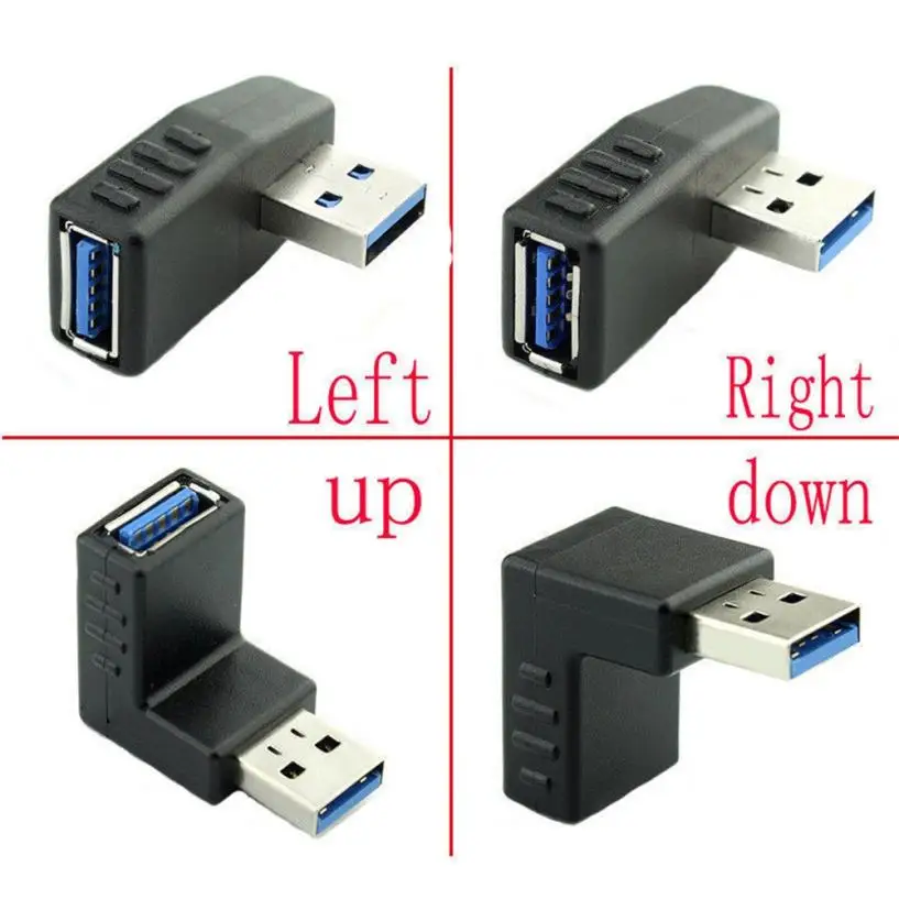 Хит продаж 4 комплекта мини адаптер USB 3 0 удлинитель для мужчин и женщин 90 градусов