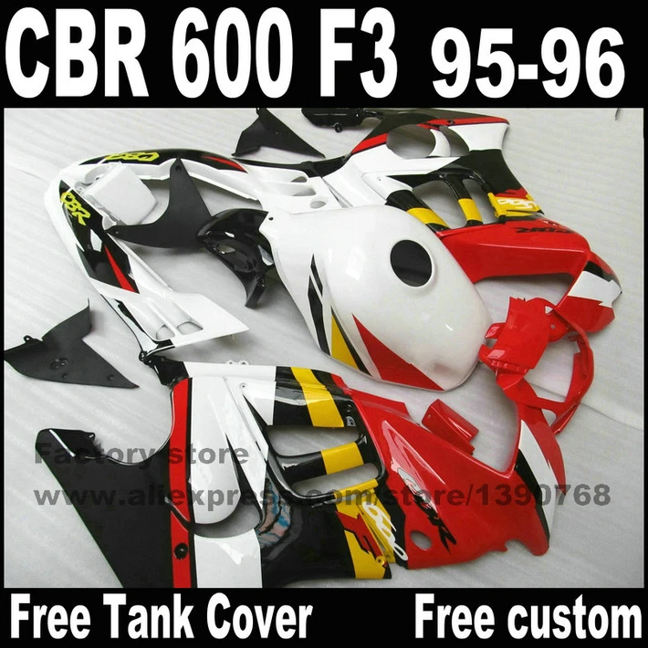 Комплект обтекателей для мотоцикла HONDA CBR 600 F3 1995 1996 черный белый красный cbr600 95 96