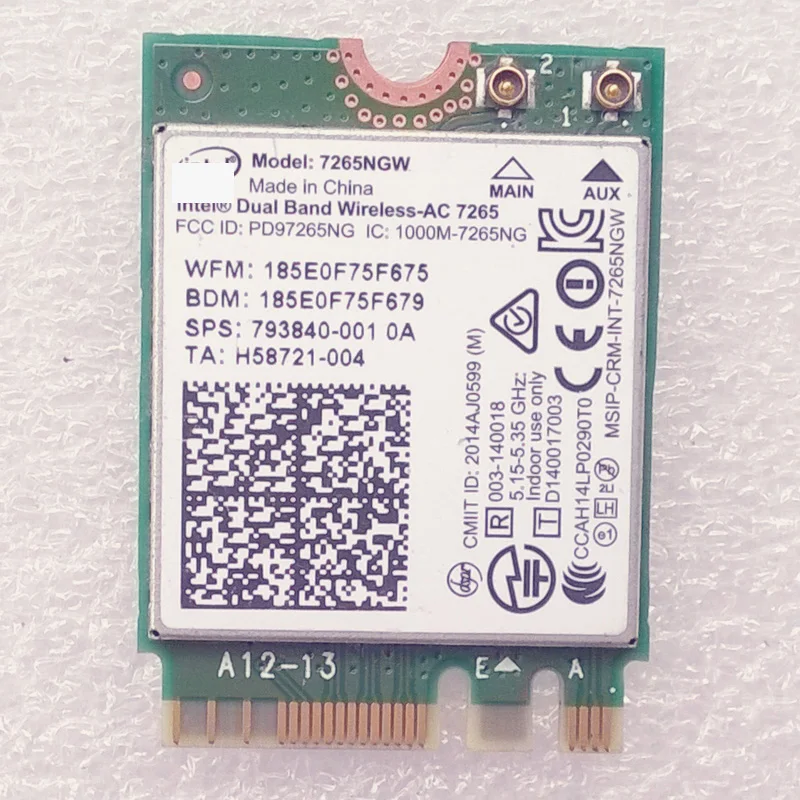 

Original Dual Band Wireless-AC 7265 7265NGW 802.11 ac 2x2 WiFi + Bluetooth 4.0 combination WLAN adapter