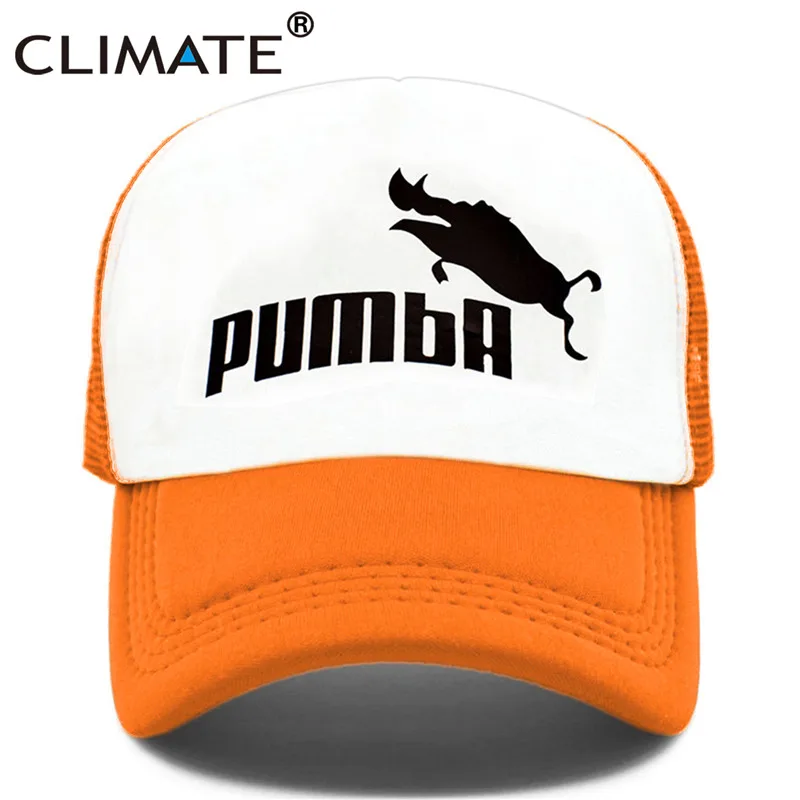 Orange Климат веселый принт pumba Trucker Кепка Король Лев Кепка Hakuna Matata шляпа мужская бейсболка s крутая летняя сетчатая Кепка Дальнобойщика шляпа для мужчин - Цвет: Orange