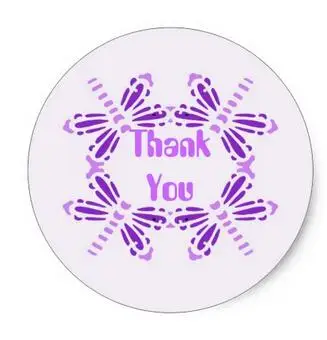 

1.5inch Thank you, dragonflies in purple & mauve classic round sticker