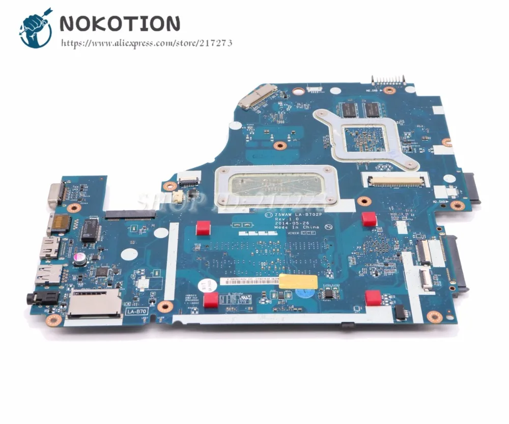 Материнская плата NOKOTION для ноутбука Acer aspire E5-572G материнская HM86 DDR3L GT840M 2 Гб Z5WAW LA-B702P