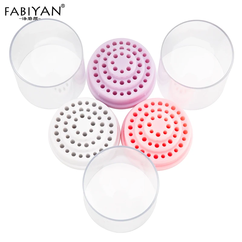 3 Colors 48 Holes Nail Art Drill Bits Empty Storage Box Holder Stand Display Container Manicure Accessories Acrylic Cover Tools