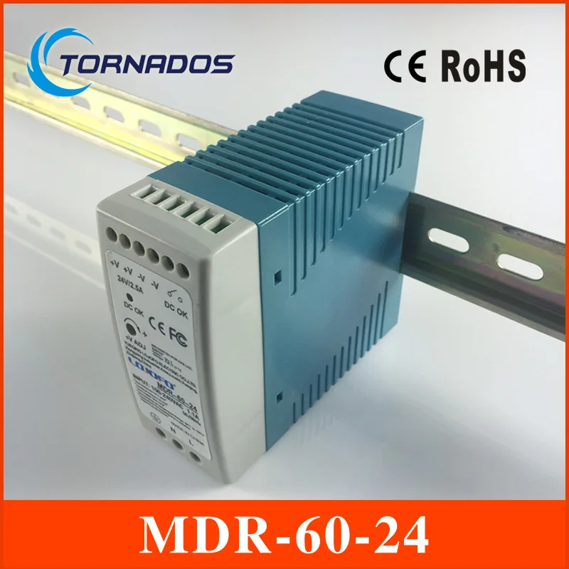 Ac dc din рейка MDR 60 24 24В 2.5A Вт импульсный источник питания промышленный мини для