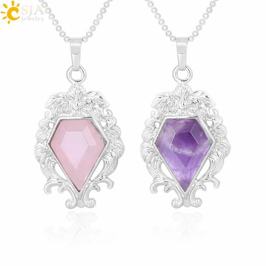 Ограненный натуральный камень CSJA ювелирные изделия в форме диаманта подвески