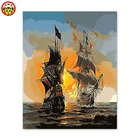 Живописи по номерам с изображением произведений искусства по номеру Кол-во Морской Картина маслом пейзажа с изображением персонажа фильма Пираты Карибского моря призрачные корабли
