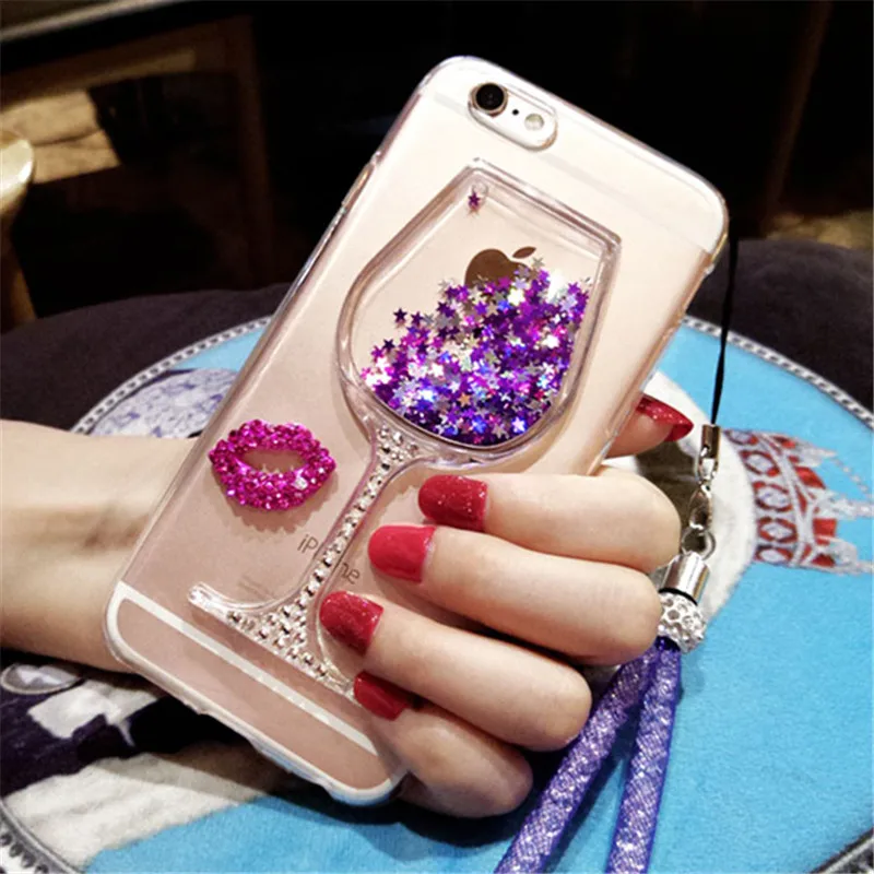 For OPPO A7 R15X RX17 Neo k1 A7X R17 Pro case 3D Liquid Quicksand Bling Wine Glass Phone Cases |