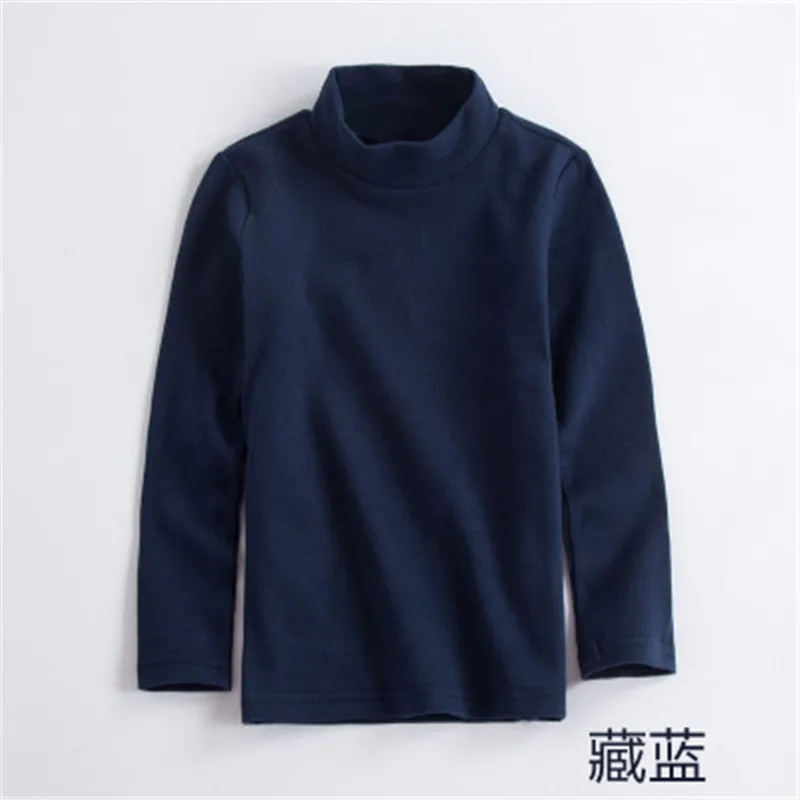 navy blue Новинка года, зимняя футболка с длинными рукавами и высоким воротником для маленьких мальчиков и девочек, джемпер, хлопковая Детская футболка с длинными рукавами, AA3322 - Цвет: navy blue