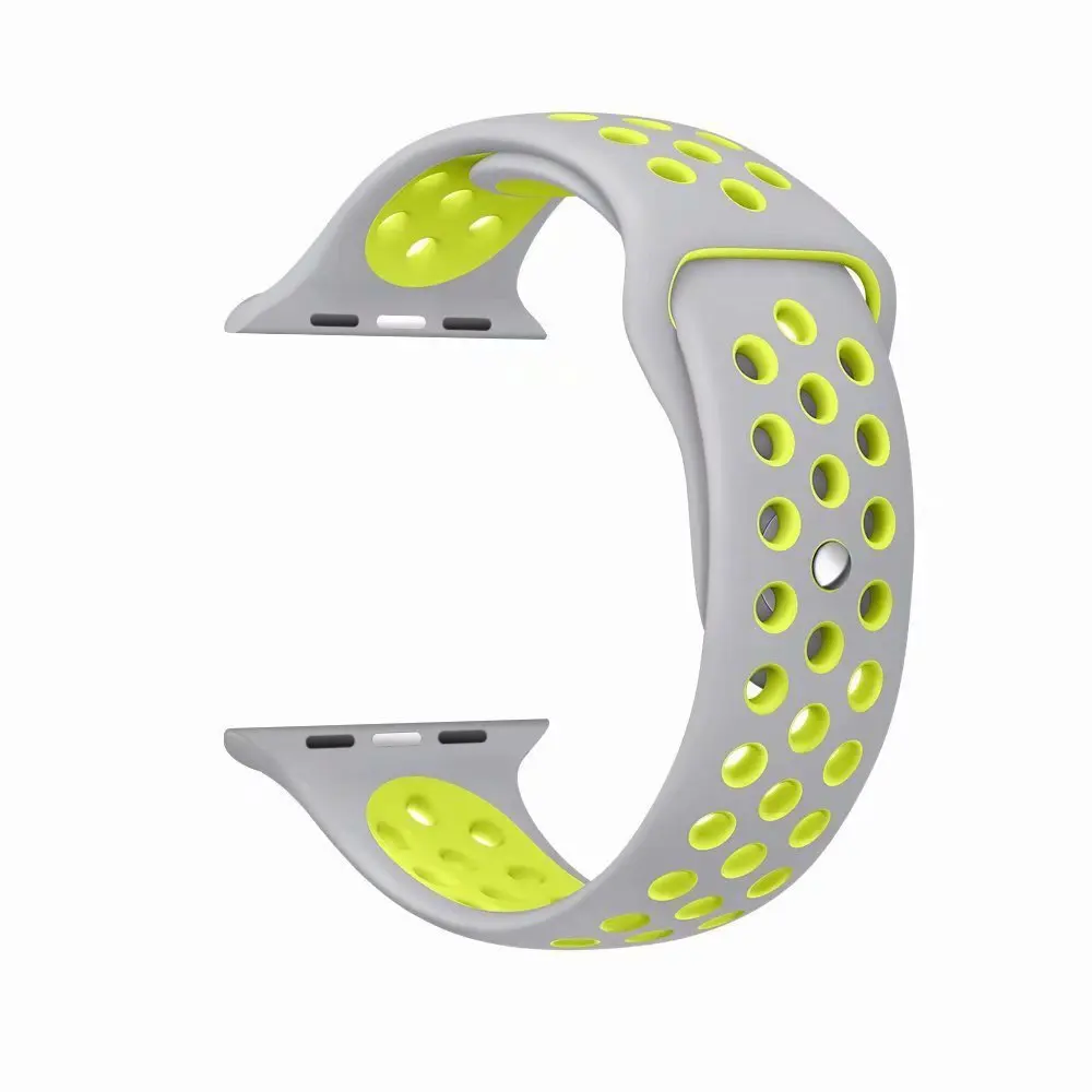 10 шт./лот силиконовые спортивные дышащий ремешок для наручных часов Apple Watch Смарт i-Watch 38/40/42/44 мм с ремешком 1/2/3/4G браслет